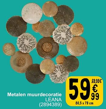 Promoties Metalen muurdecoratie leana - Huismerk - Cora - Geldig van 26/03/2024 tot 08/04/2024 bij Cora