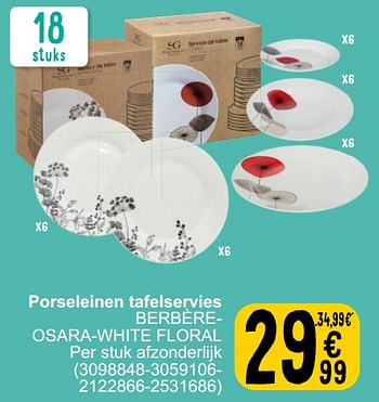 Promotions Porseleinen tafelservies berbèreosara-white floral - Secret de Gourmet - Valide de 26/03/2024 à 08/04/2024 chez Cora
