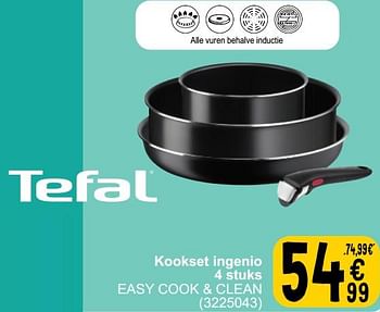 Promoties Kookset ingenio 4 stuks easy cook + clean - Tefal - Geldig van 26/03/2024 tot 08/04/2024 bij Cora
