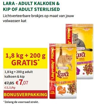 Promoties Adult kalkoen + kip of adult sterilised - Lara - Geldig van 27/03/2024 tot 07/04/2024 bij Horta