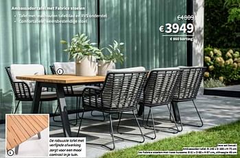 Promoties Ambassador tafel met fabrice stoelen - Huismerk - Horta - Geldig van 27/03/2024 tot 07/04/2024 bij Horta