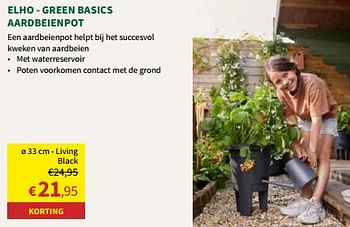 Promoties Green basics aardbeienpot - Elho - Geldig van 27/03/2024 tot 07/04/2024 bij Horta