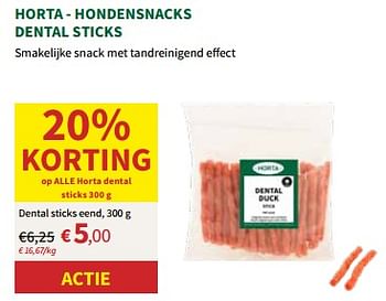 Promoties Hondensnacks dental sticks - Huismerk - Horta - Geldig van 27/03/2024 tot 07/04/2024 bij Horta