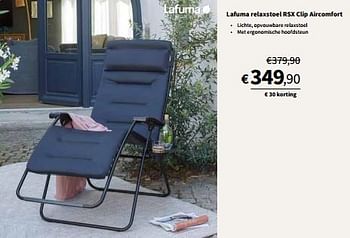 Promoties Lafuma relaxstoel rsx clip aircomfort - Lafuma - Geldig van 27/03/2024 tot 07/04/2024 bij Horta