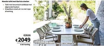 Promotions Manolo tafel met barista stoelen - Produit maison - Horta - Valide de 27/03/2024 à 07/04/2024 chez Horta