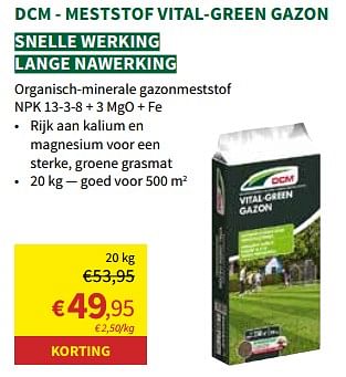 Promotions Meststof vital-green gazon - DCM - Valide de 27/03/2024 à 07/04/2024 chez Horta