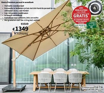 Promoties Siesta premium parasol in woodlook - 4 Seasons outdoor - Geldig van 27/03/2024 tot 07/04/2024 bij Horta