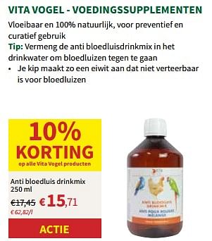 Promotions Voedingssupplementen - Vita Vogel - Valide de 27/03/2024 à 07/04/2024 chez Horta