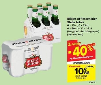 Promotions Blikjes bier - Stella Artois - Valide de 27/03/2024 à 02/04/2024 chez Carrefour