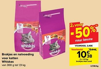 Promoties Brokjes met rund - Whiskas - Geldig van 27/03/2024 tot 02/04/2024 bij Carrefour