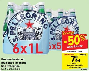 Promoties Bruisend water en bruisende limonade san pellegrino - San Pellegrino - Geldig van 27/03/2024 tot 02/04/2024 bij Carrefour