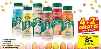 Promoties Cappuccino in fles - Starbucks - Geldig van 27/03/2024 tot 02/04/2024 bij Carrefour