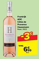 Promoties Frankrijk aoc côtes de provence haussmann rosé - Rosé wijnen - Geldig van 27/03/2024 tot 02/04/2024 bij Carrefour
