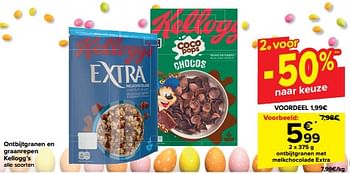 Promoties Ontbijtgranen met melkchocolade extra - Kellogg's - Geldig van 27/03/2024 tot 02/04/2024 bij Carrefour