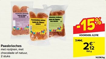 Promoties Paasbrioches - Huismerk - Carrefour  - Geldig van 27/03/2024 tot 02/04/2024 bij Carrefour