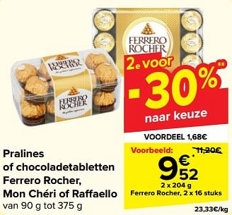 Promoties Pralines of chocoladetabletten ferrero rocher - Ferrero - Geldig van 27/03/2024 tot 02/04/2024 bij Carrefour