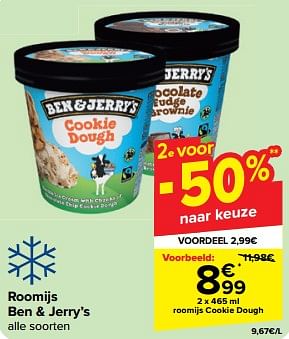 Promotions Roomijs cookie dough - Ben&Jerry's - Valide de 27/03/2024 à 02/04/2024 chez Carrefour