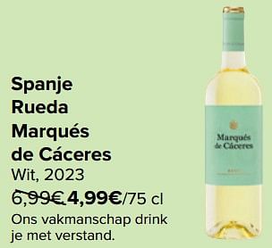 Promoties Spanje rueda marqués de cáceres wit - Witte wijnen - Geldig van 27/03/2024 tot 02/04/2024 bij Carrefour