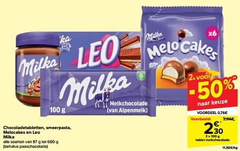 Promotions Tablet melkchocolade - Milka - Valide de 27/03/2024 à 02/04/2024 chez Carrefour