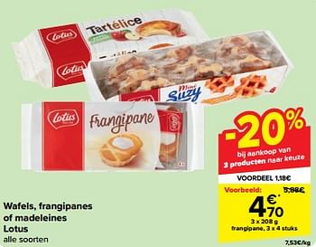 Promoties Wafels frangipanes of madeleines lotus - Lotus Bakeries - Geldig van 27/03/2024 tot 02/04/2024 bij Carrefour