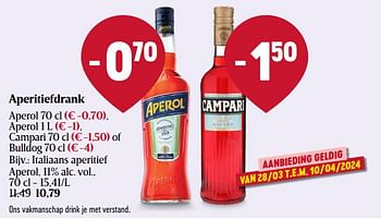 Promoties Italiaans aperitief aperol - Aperol - Geldig van 28/03/2024 tot 03/04/2024 bij Delhaize