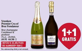 Promoties Vranken premier cru of brut fondateur - Champagne - Geldig van 28/03/2024 tot 03/04/2024 bij Delhaize