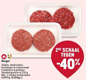 Promotions Burger rund-varken - Produit Maison - Delhaize - Valide de 28/03/2024 à 03/04/2024 chez Delhaize