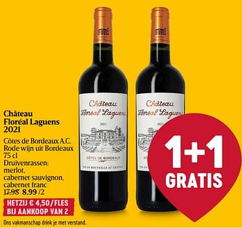 Promotions Château floréal laguens 2021 - Vins rouges - Valide de 28/03/2024 à 03/04/2024 chez Delhaize