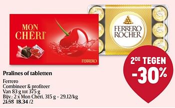 Promoties Ferrero mon chéri - Ferrero - Geldig van 28/03/2024 tot 03/04/2024 bij Delhaize