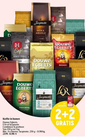 Promotions Koffie in bonen intense, jacqmotte - Douwe Egberts - Valide de 28/03/2024 à 03/04/2024 chez Delhaize