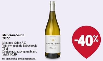 Promoties Menetou-salon 2022 - Witte wijnen - Geldig van 28/03/2024 tot 03/04/2024 bij Delhaize