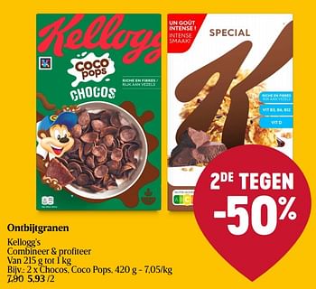 Promoties Ontbijtgranen chocos, coco pops - Kellogg's - Geldig van 28/03/2024 tot 03/04/2024 bij Delhaize