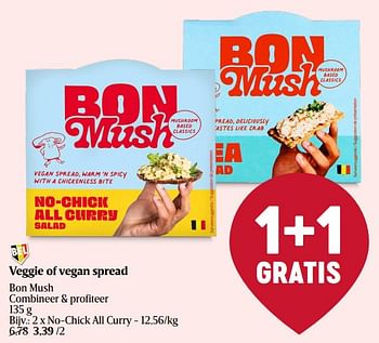 Promoties Vegan spread no-chick all curry - Bonmush - Geldig van 28/03/2024 tot 03/04/2024 bij Delhaize