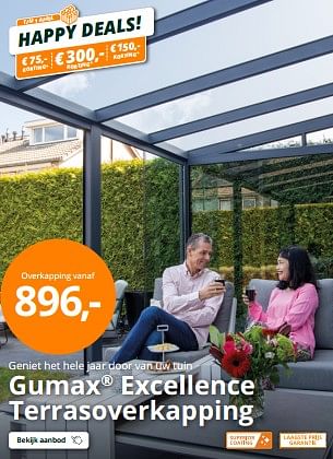 Promoties Gumax excellence terrasoverkapping - Excellence - Geldig van 25/03/2024 tot 01/04/2024 bij Tuinmaximaal