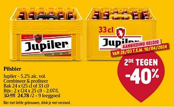 Promotions Pilsbier jupiler - Jupiler - Valide de 28/03/2024 à 03/04/2024 chez Delhaize