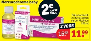 Promotions Fysiologisch serum pitchoun - Mercurochrome - Valide de 25/03/2024 à 07/04/2024 chez Kruidvat