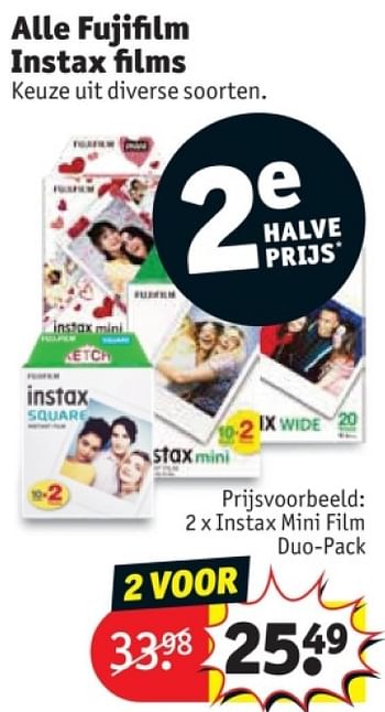 Promoties Instax mini film duo-pack - Huismerk - Kruidvat - Geldig van 25/03/2024 tot 07/04/2024 bij Kruidvat