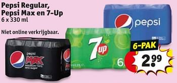 Promotions Pepsi regular max en 7-up - Produit maison - Kruidvat - Valide de 25/03/2024 à 07/04/2024 chez Kruidvat
