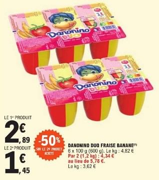Promotions Danonino duo fraise banane - Produit Maison - E.Leclerc - Valide de 26/03/2024 à 30/03/2024 chez E.Leclerc
