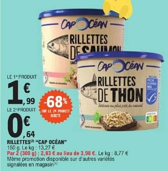 Promoties Rillettes cap océan - Cap Océan - Geldig van 26/03/2024 tot 30/03/2024 bij E.Leclerc