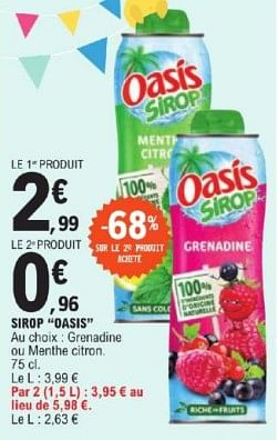 Promoties Sirop oasis - Oasis - Geldig van 26/03/2024 tot 30/03/2024 bij E.Leclerc