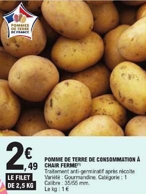 Promotions Pomme de terre de consommation à chair ferme - Produit Maison - E.Leclerc - Valide de 26/03/2024 à 30/03/2024 chez E.Leclerc