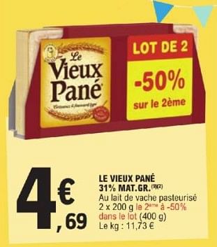 Promoties Le vieux pané - Le Vieux Pané - Geldig van 26/03/2024 tot 30/03/2024 bij E.Leclerc