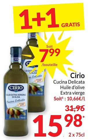 Promoties Cucina delicata huile d’olive extra vierge - CIRIO - Geldig van 26/03/2024 tot 01/04/2024 bij Intermarche