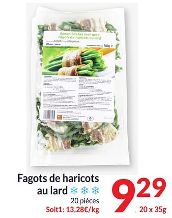 Promoties Fagots de haricots au lard - Huismerk - Intermarche - Geldig van 26/03/2024 tot 01/04/2024 bij Intermarche