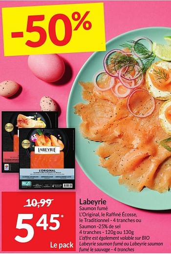 Promotions Labeyrie saumon fumé - Labeyrie - Valide de 26/03/2024 à 01/04/2024 chez Intermarche