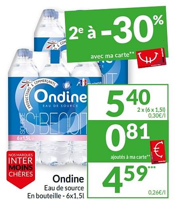 Promoties Ondine eau de source - Ondine - Geldig van 26/03/2024 tot 01/04/2024 bij Intermarche
