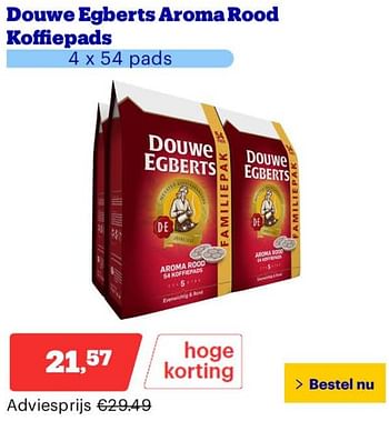 Promoties Douwe egberts aroma rood koffiepads - Douwe Egberts - Geldig van 25/03/2024 tot 31/03/2024 bij Bol.com