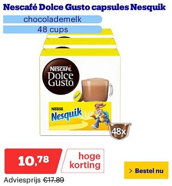 Promotions Nescafé dolce gusto capsules nesquik - Nescafe - Valide de 25/03/2024 à 31/03/2024 chez Bol.com
