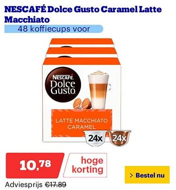 Promoties Nescafe dolce gusto caramel latte macchiato - Nescafe - Geldig van 25/03/2024 tot 31/03/2024 bij Bol.com